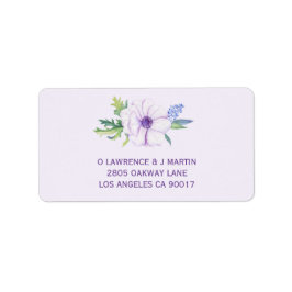 Lila Anemone und Hyacinth Frühlingsflorale Adressaufkleber