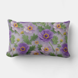 Lila Anemonen-Blumenmuster Lendenkissen