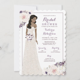 Lila Anemonenbrücke im Brautparty Gown Einladung