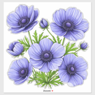 Lila Anemonenstrauß Aufkleber