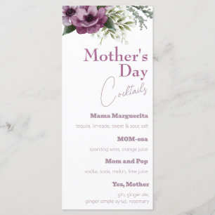 Lila Anemones Muttertagscocktails Menükarte