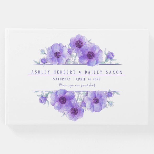 Lila anemonfarbenes Gästebuch (Vorderseite)