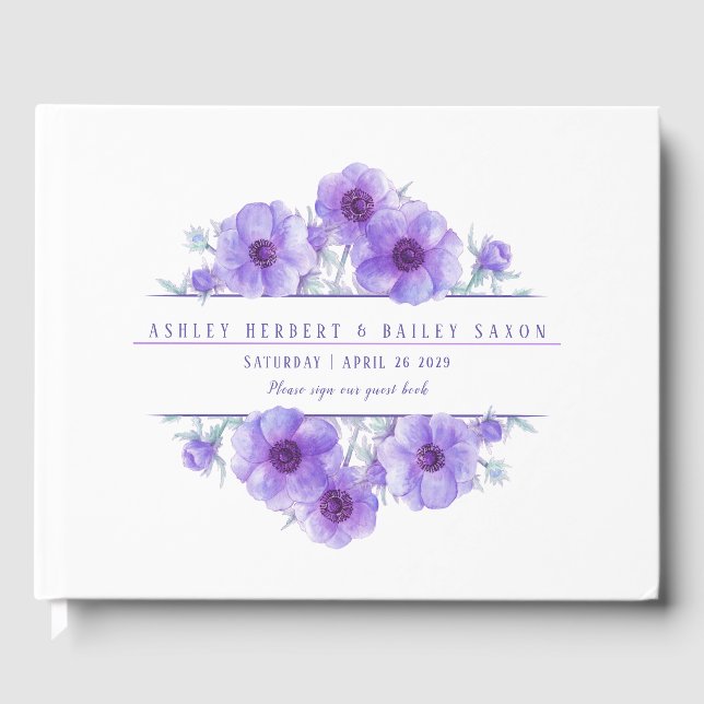 Lila anemonfarbenes Gästebuch (Vorderseite)