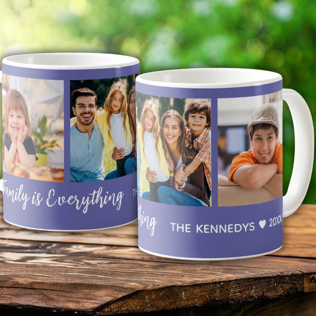 Lila Angebot für  Familienname für 3-Fotosammlunge Kaffeetasse (Von Creator hochgeladen)