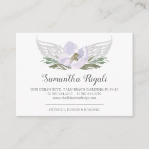 Lila Angel Wings Floral Business Cards Begleitkarte
