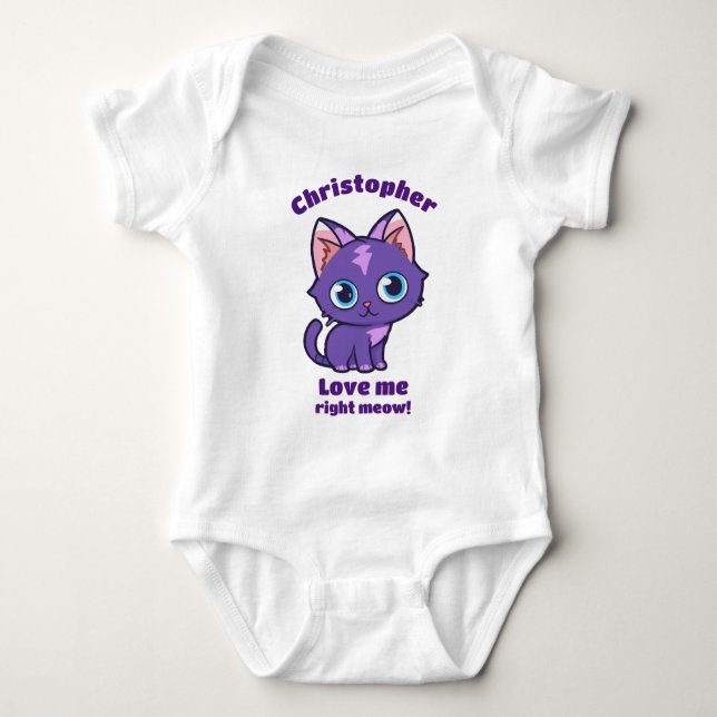 Lila Anime Cat Vector Art Baby Bodysuit Baby Strampler (Vorderseite)