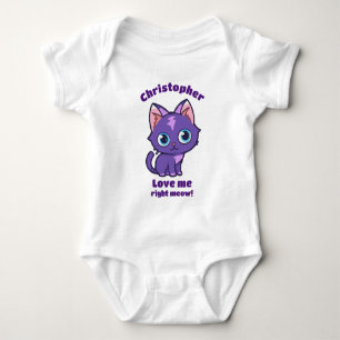 Lila Anime Cat Vector Art Baby Bodysuit Strampler