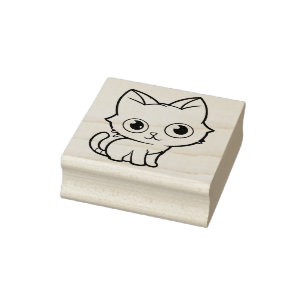 Lila Anime Cat Vector Art Gummistempel