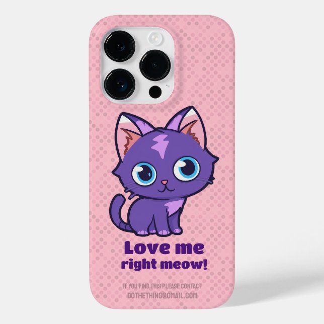 Lila Anime Cat Vector Art Pink Case-Mate iPhone Hülle (Rückseite)