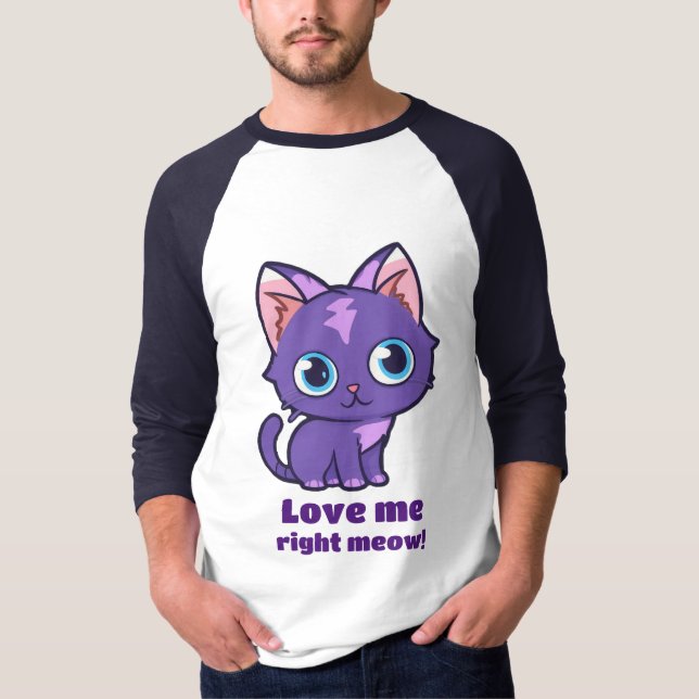 Lila Anime Cat Vector Art T - Shirt (Vorderseite)