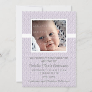Lila Ankündigung von Foto Damaskus Baby