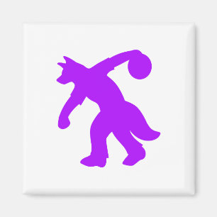 Lila anthropomorpher Hunde- Bowlings-Magnet 0001 Magnet