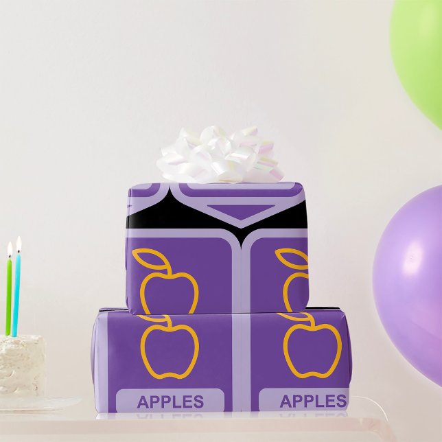 Lila Apple Abzeichen Design Fruit Lover Geschenkpapier (Von Creator hochgeladen)