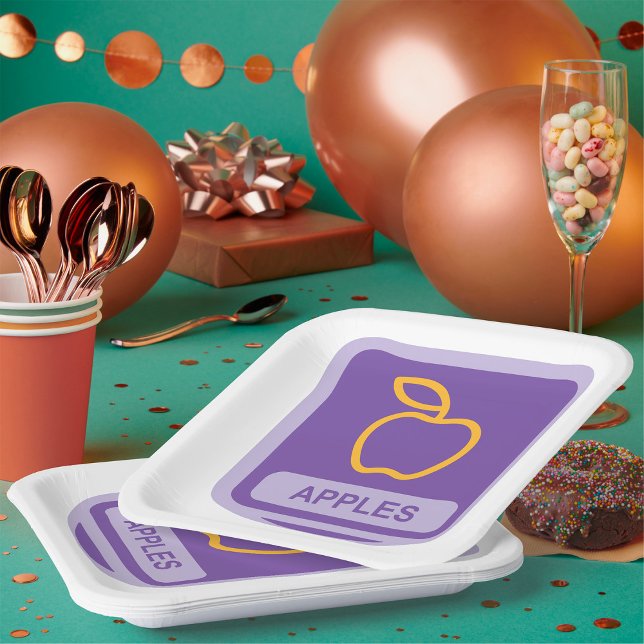 Lila Apple Abzeichen Design Fruit Lover Pappteller (Von Creator hochgeladen)
