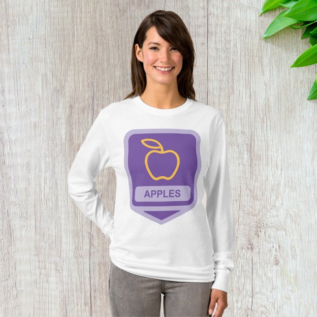 Lila Apple Abzeichen Design Fruit Lover T-Shirt (Von Creator hochgeladen)