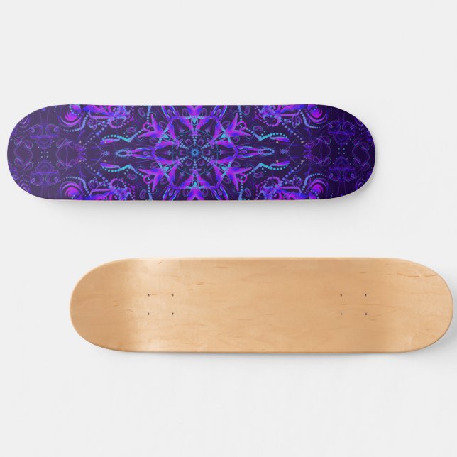 Lila Aqua Blue Black Beautiful Skateboard (Horizontal)