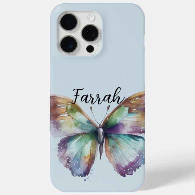 Lila Aqua Blue Mint Butterfliegen Case-Mate iPhone Hülle (Rückseite)