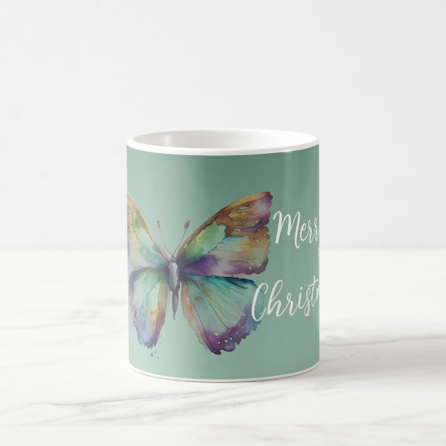Lila Aqua Blue Mint Butterfliegen Kaffeetasse (Mittel)