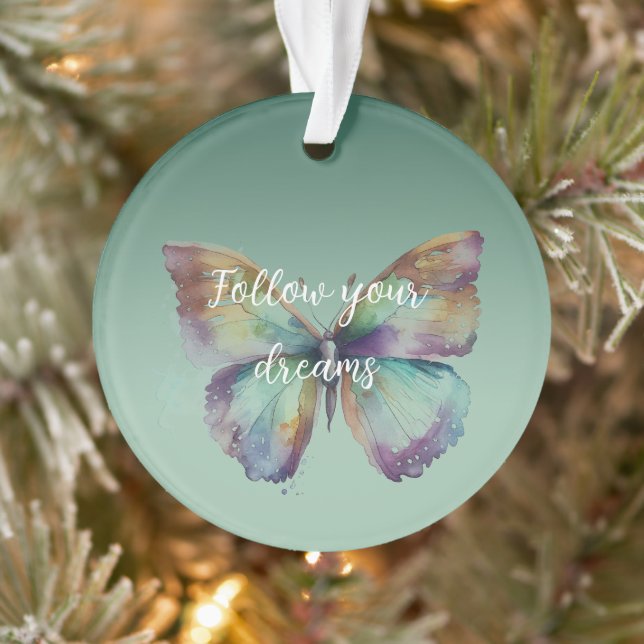Lila Aqua Blue Mint Butterfliegen Ornament (Baum)