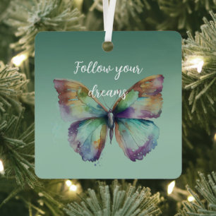Lila Aqua Blue Mint Butterfliegen Ornament Aus Metall