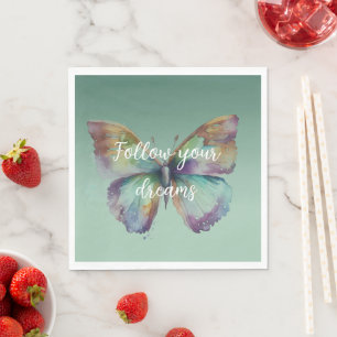 Lila Aqua Blue Mint Butterfliegen Serviette