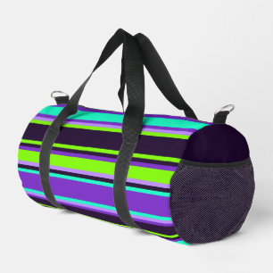 Lila, Aqua & Chartreuse Stripte Nähtasche Duffle Bag