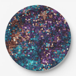Lila Aqua Glam Bronze Mermaid Sparkle Pappteller