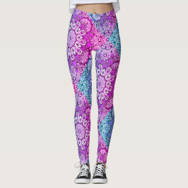 Lila Aqua Mandala Muster Boho Leggings