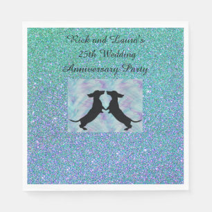 Lila Aqua Ombre Glitzer Dackel Party Napkins Serviette