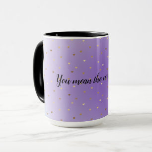 Lila Aqua Ombre Goldherz Tasse