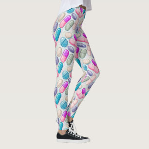 Lila Aqua Pink Pillen Aquarellfarben Leggings