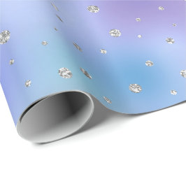 Lila Aqua Silver Sparkle Confetti Geschenkpapier