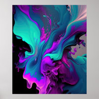 Lila Aqua Türkis Schönes Abstraktes Fluid Kunst