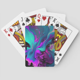 Lila Aqua Türkis Schönes Abstraktes Fluid Kunst Spielkarten