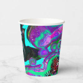 Lila, Aquamarin, blau, schwarz, Abstraktes Fluid Pappbecher