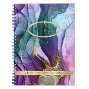 Lila, Aquamarin, Goldfarben, Abstrakter Name/Thema Notizblock