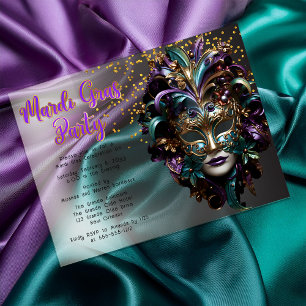 Lila   Aquamarin Masquerade Mask Mardi Gras Party Acryleinladungen