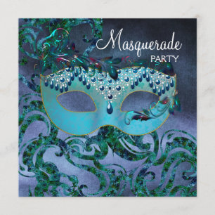 Lila Aquamarine Blue Masquerade Party Einladungen