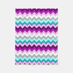 Lila Aquamarine Chevronen Fleecedecke