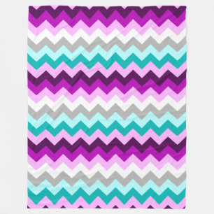 Lila Aquamarine Chevronen Grosses Fleece Blanket