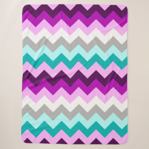 Lila Aquamarine Chevrons Grosses Sherpa Blanket Sherpadecke