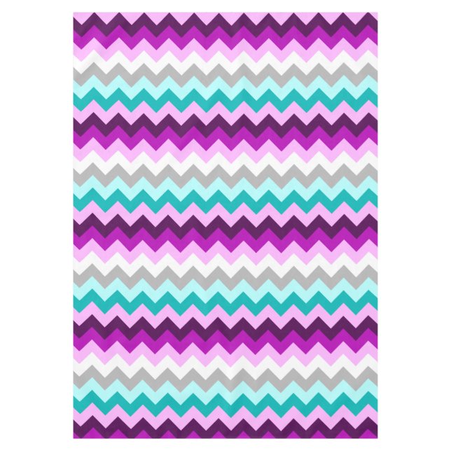 Lila Aquamarine Chevrons Tabletten Tischdecke (Vorderseite)