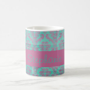 Lila Aquamarine Damaskus Individuelle Name Tasse