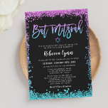 Lila Aquamarine Imitate Glitzer Bat Mitzvah Einladung<br><div class="desc">Moderne lila und türkisfarbene Imitate Glitzer Bat Mitzvah Einladungen. Ideal für eine trendige Veranstaltung! Designs sind flache gedruckte Illustrationen/Grafiken - NICHT AKTUELLER GLITZER.</div>