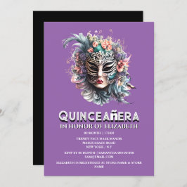Lila aquamarine Maskerade Thema quinceanera Geburt Einladung