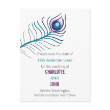 Lila aquamarine Pfauenhochzeit speichert die Daten