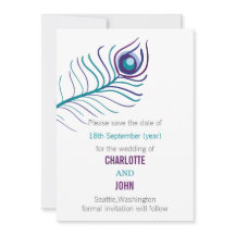 Lila aquamarine Pfauenhochzeit speichert die Daten