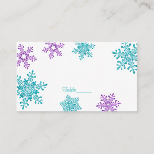 Lila Aquamarine Snowflake Winter Hochzeiten Platzk Platzkarte