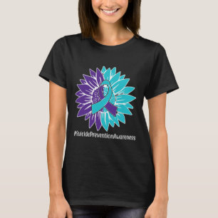 Lila Aquamarine Sonnenblumen-Band-Suizidprävention T-Shirt