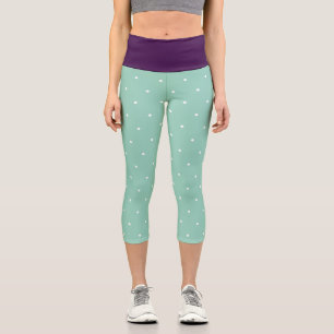Lila Aquamarine und geometrische Polka-Punkte Capri Leggings